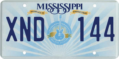 MS license plate XND144