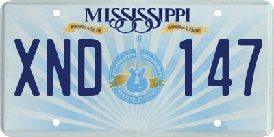 MS license plate XND147