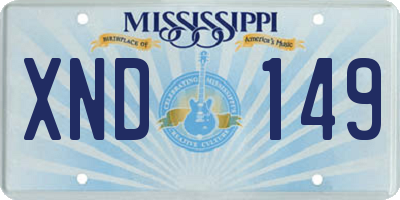 MS license plate XND149