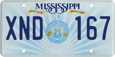 MS license plate XND167