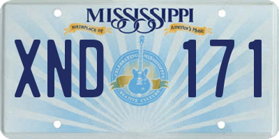 MS license plate XND171