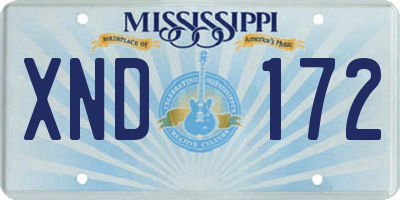 MS license plate XND172