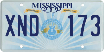 MS license plate XND173