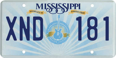 MS license plate XND181