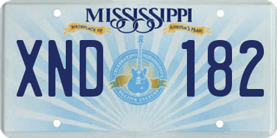 MS license plate XND182