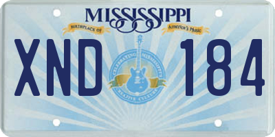 MS license plate XND184
