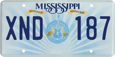 MS license plate XND187