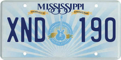 MS license plate XND190