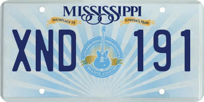 MS license plate XND191