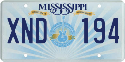 MS license plate XND194