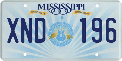 MS license plate XND196