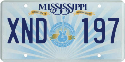 MS license plate XND197