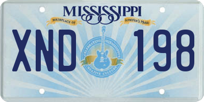 MS license plate XND198