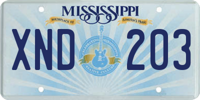 MS license plate XND203