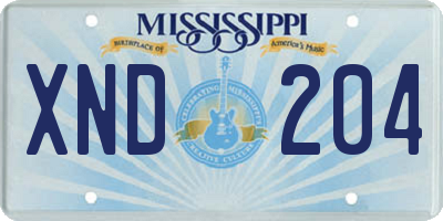 MS license plate XND204
