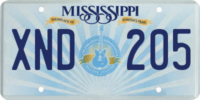 MS license plate XND205