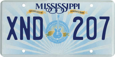 MS license plate XND207