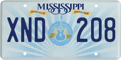 MS license plate XND208