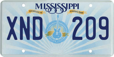 MS license plate XND209