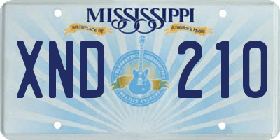 MS license plate XND210
