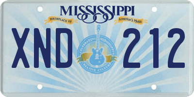 MS license plate XND212