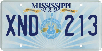 MS license plate XND213