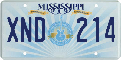 MS license plate XND214