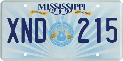 MS license plate XND215