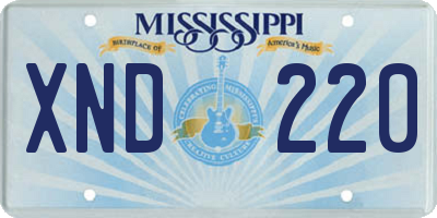 MS license plate XND220