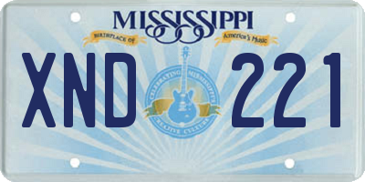 MS license plate XND221