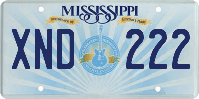 MS license plate XND222