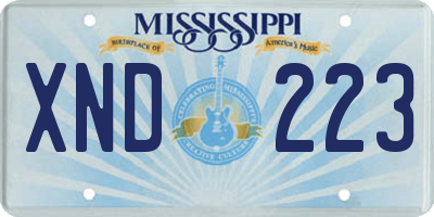 MS license plate XND223