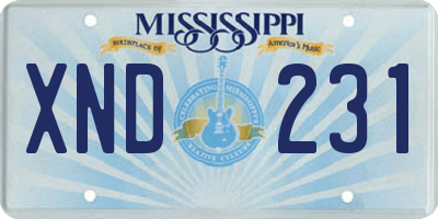 MS license plate XND231