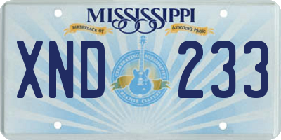 MS license plate XND233