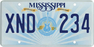 MS license plate XND234