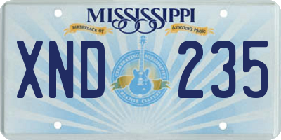 MS license plate XND235