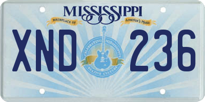 MS license plate XND236