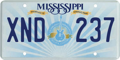 MS license plate XND237