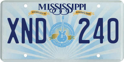 MS license plate XND240