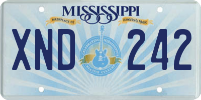 MS license plate XND242