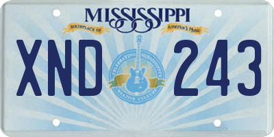 MS license plate XND243
