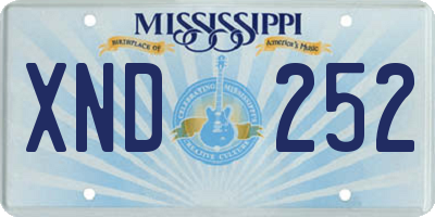 MS license plate XND252