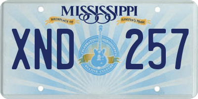 MS license plate XND257