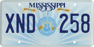 MS license plate XND258