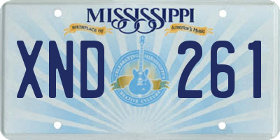 MS license plate XND261