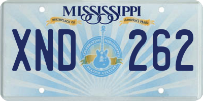 MS license plate XND262