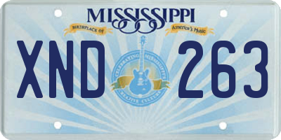 MS license plate XND263