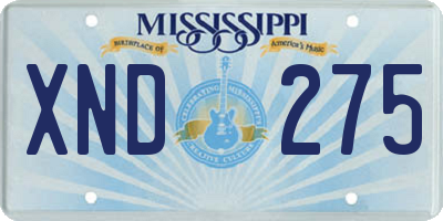 MS license plate XND275