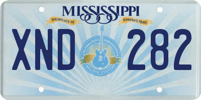 MS license plate XND282