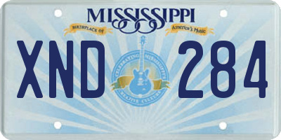 MS license plate XND284